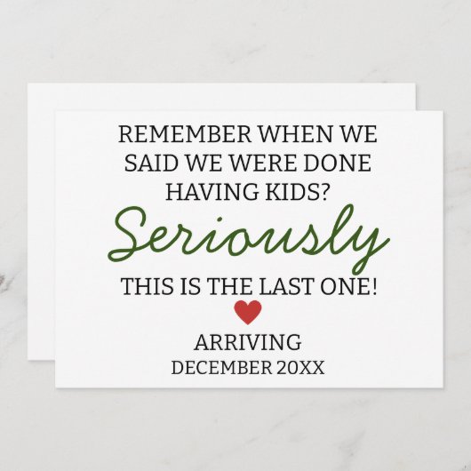 Vergeet niet dat we klaar zijn met zwangerschap aankondiging (Voorkant / Achterkant)