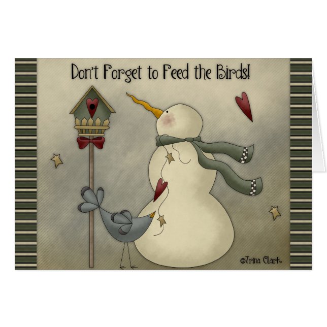 Vergeet niet de vogels te voeden! Wenskaart (Voorkant Horizontaal)