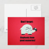 Vergeet niet, Elephants hebben goede herinneringen Briefkaart (Voorkant / Achterkant)