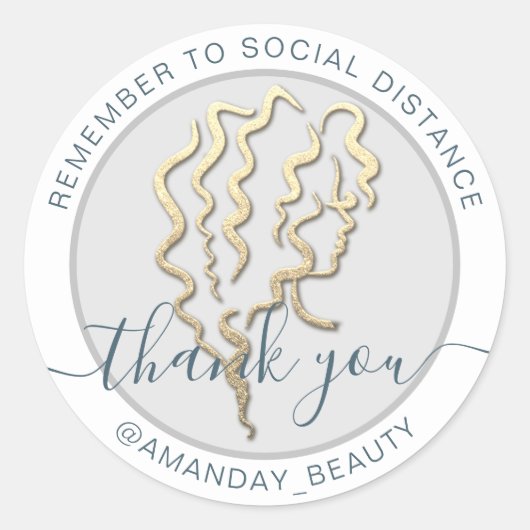 Vergeet niet houden sociale afstand schoonheid dan ronde sticker (Voorkant)