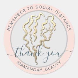 Vergeet niet om sociale afstand schoonheid te houd ronde sticker