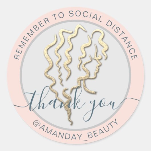 Vergeet niet om sociale afstand schoonheid te houd ronde sticker (Voorkant)