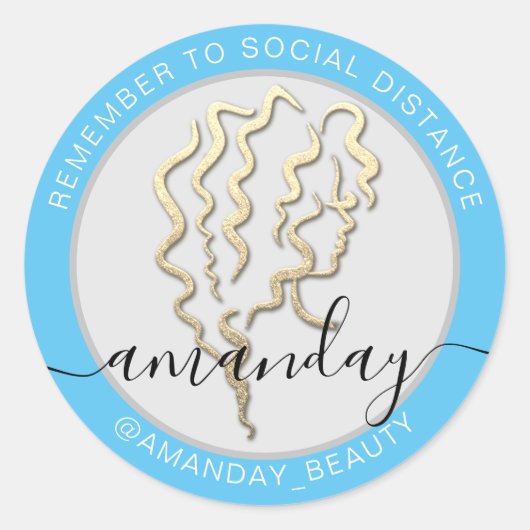 Vergeet niet om sociale afstand schoonheidssalon n ronde sticker (Voorkant)