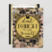 Vergeet niet om van jezelf te houden, zwarte zwijn briefkaart (Voorkant / Achterkant)