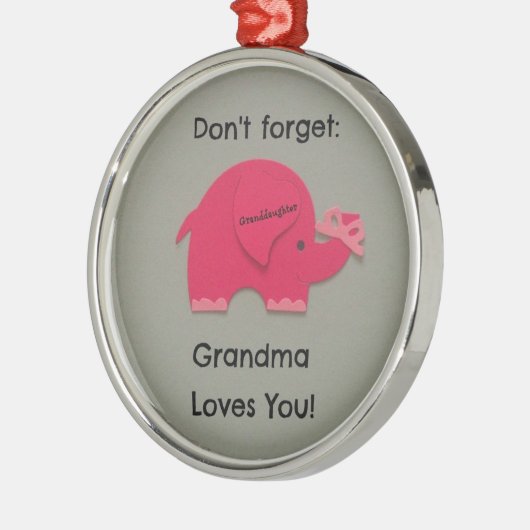 Vergeet niet: oma houdt van je! kleindochter metalen ornament (Links)