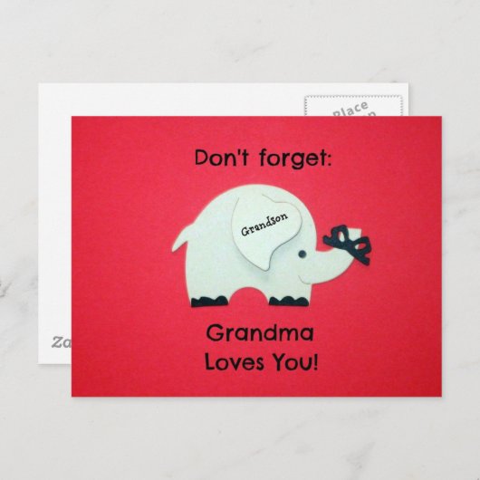 Vergeet niet: oma houdt van je! kleinzoon briefkaart (Voorkant / Achterkant)