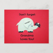 Vergeet niet: oma houdt van je! kleinzoon briefkaart (Voorkant)