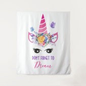 Vergeet niet te dromen roze Unicorn Wandkleed (Voorkant)