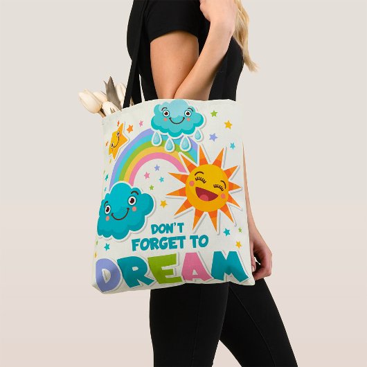 Vergeet niet te dromen van Inspirerend zonnewolken Tote Bag