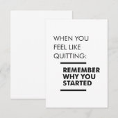 Vergeet niet waarom u bent begonnen - Inspirerend  RSVP Kaartje (Voorkant / Achterkant)