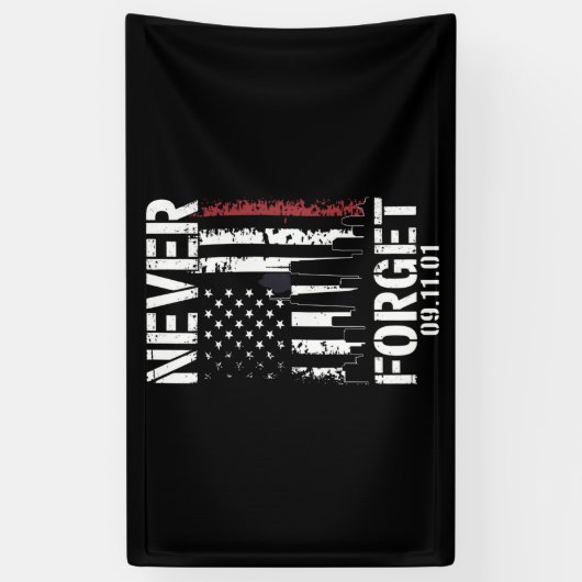 Vergeet nooit 11 september 2001 Memorial Day Spandoek (Verticaal)
