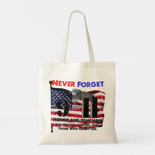 Vergeet nooit 11 september tote bag (Achterkant)