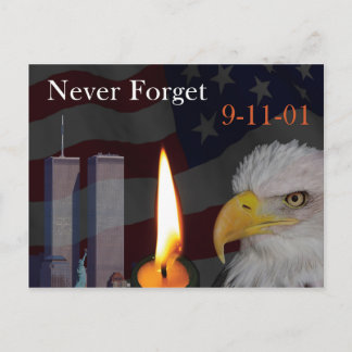 Vergeet nooit 9-11-01 briefkaart