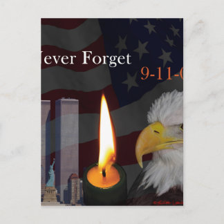 Vergeet nooit 9-11-01 briefkaart