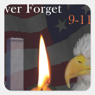 Vergeet nooit 9-11-01 vierkante sticker
