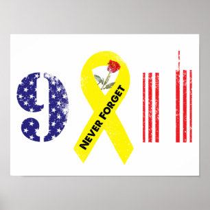 Vergeet nooit 9 11 gele lint poster