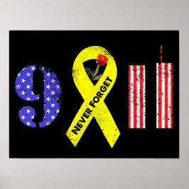 Vergeet nooit 9 11 gele lint poster