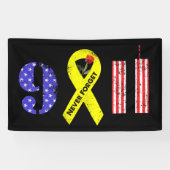 Vergeet nooit 9 11 gele lint spandoek (Horizontaal)