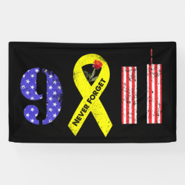 Vergeet nooit 9 11 gele lint spandoek