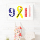 Vergeet nooit 9 11 gele lint spandoek (Insitu)