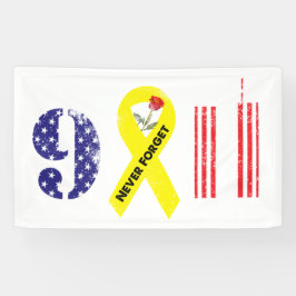 Vergeet nooit 9 11 gele lint spandoek