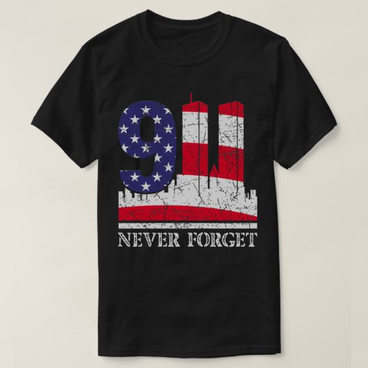 Vergeet nooit 9 11 september 2001 Memorial T-shirt (Design voorkant)