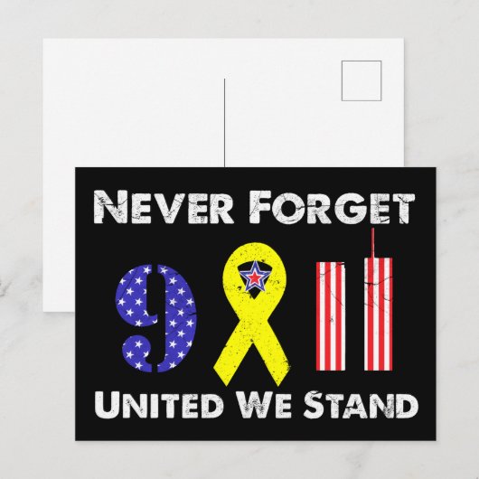 Vergeet nooit 9 11 Verenigde Staten. Briefkaart (Voorkant / Achterkant)