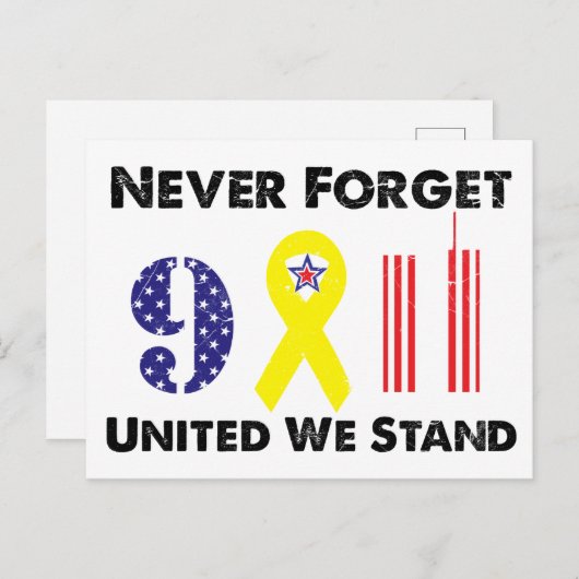 Vergeet nooit 9 11 Verenigde Staten. Briefkaart (Voorkant / Achterkant)