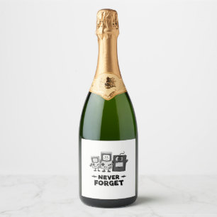 Vergeet nooit Casse tape 90s esthetiek Sparkling Wijnetiket