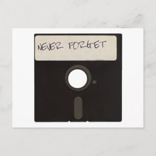 Vergeet nooit computerdiskettes briefkaart