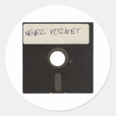 Vergeet nooit computerdiskettes ronde sticker (Voorkant)