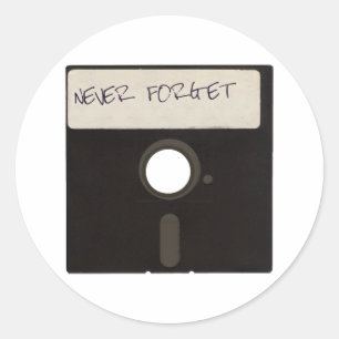 Vergeet nooit computerdiskettes ronde sticker