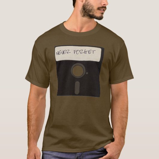 Vergeet nooit computerdiskettes t-shirt (Voorkant)