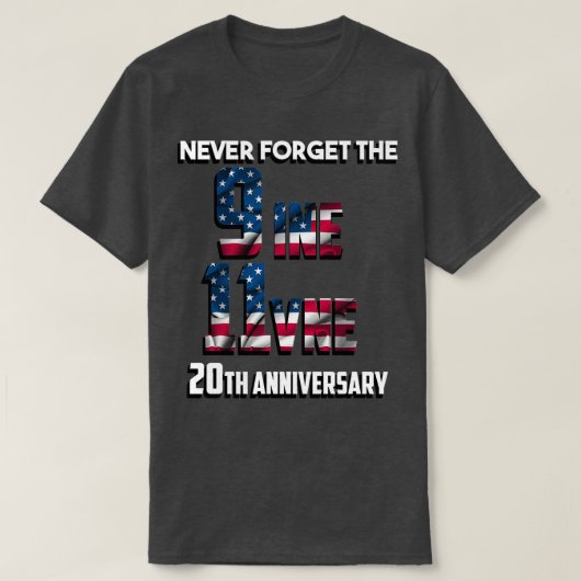 vergeet nooit de 9 11 - jarige verjaardag t-shirt (Design voorkant)