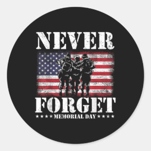 Vergeet nooit de Amerikaanse vlag Memorial Day Ronde Sticker