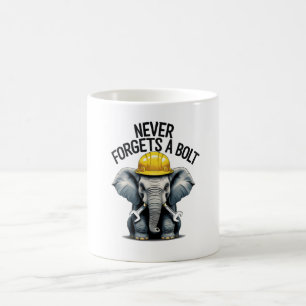 Vergeet nooit een Bolt-Mok - Funny Elephant Engine Koffiemok