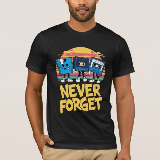 Vergeet nooit een retro graffiti T-shirt (Voorkant)