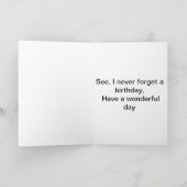 Vergeet nooit een verjaardag kaart (Binnen)