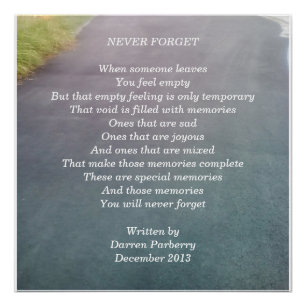 "Vergeet nooit" gedicht Glossy Poster