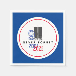 Vergeet nooit het 911 Patriottische World Trade Ce Servet