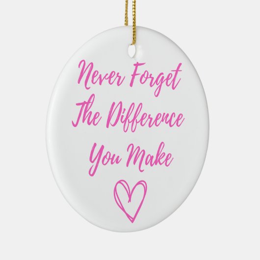 Vergeet nooit het verschil dat je maakt, gelukkig keramisch ornament (Rechts)