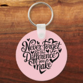 Vergeet nooit het verschil dat je maakt, gelukkig sleutelhanger (Voorkant)