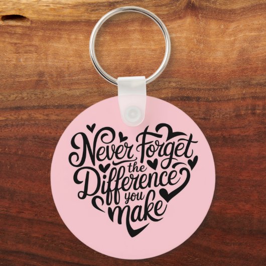 Vergeet nooit het verschil dat je maakt, gelukkig sleutelhanger (Voorkant)
