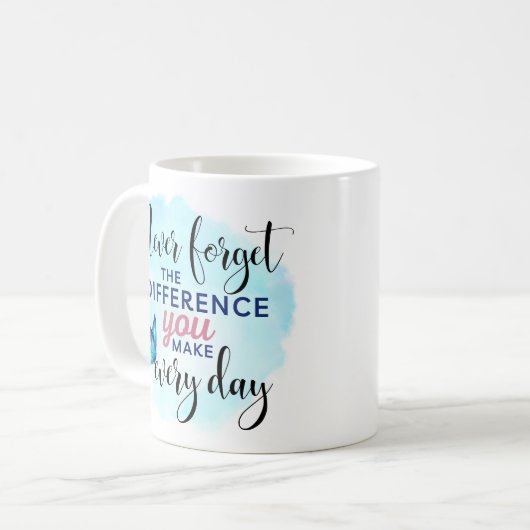 Vergeet nooit het verschil dat je maakt waardering koffiemok (Voorkant links)