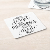 Vergeet nooit het verschil: Motivatie citaat Kartonnen Onderzetters (Schuin)