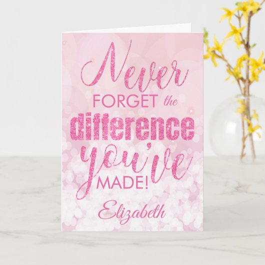 Vergeet nooit Roze Dank je wel Kaart (Gele Bloem)