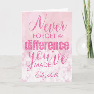 Vergeet nooit Roze Dank je wel Kaart