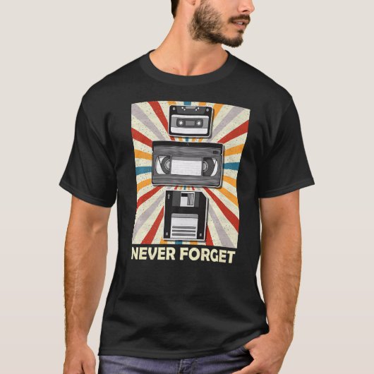 Vergeet nooit T-shirt Funny Videocassette Floppy D (Voorkant)