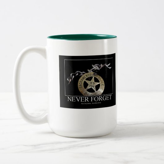 Vergeet nooit tweekleurige koffiemok (Links)