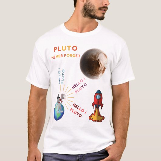 Vergeet Pluto nooit, planetaire overlagen T-shirt (Voorkant)